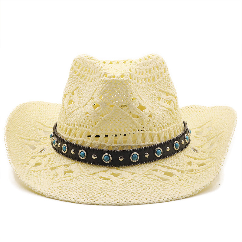 Straw Hat Sunscreen Handmade Western Cowboy Cowgirl Hat