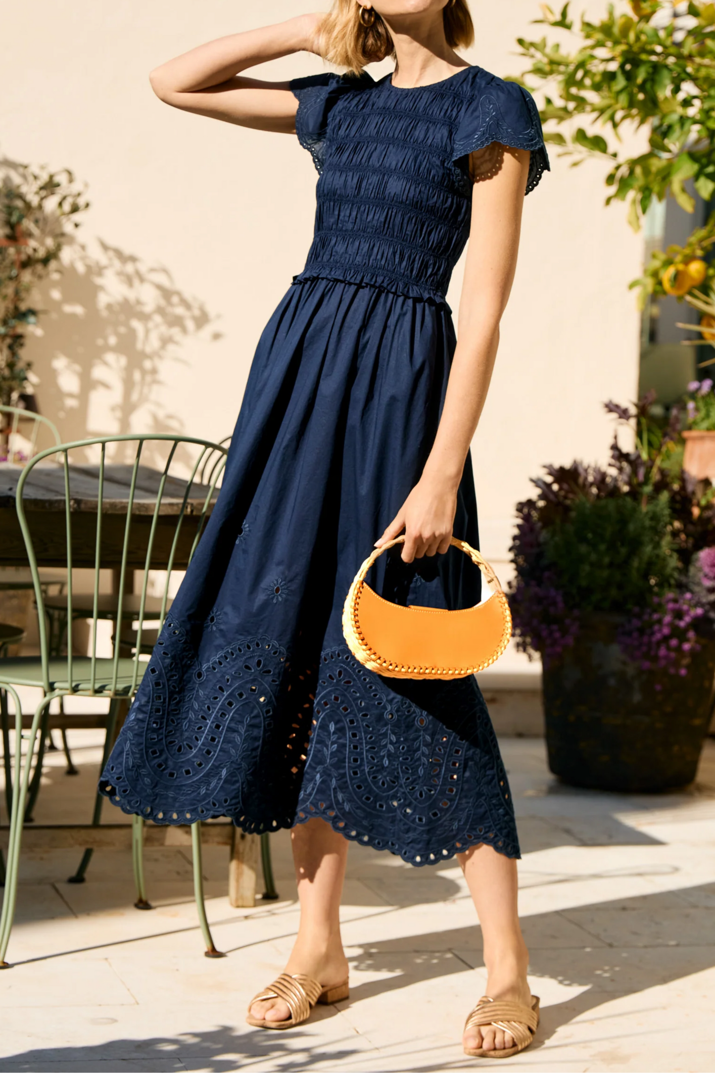 Navy Blue Hollow Long Skirt