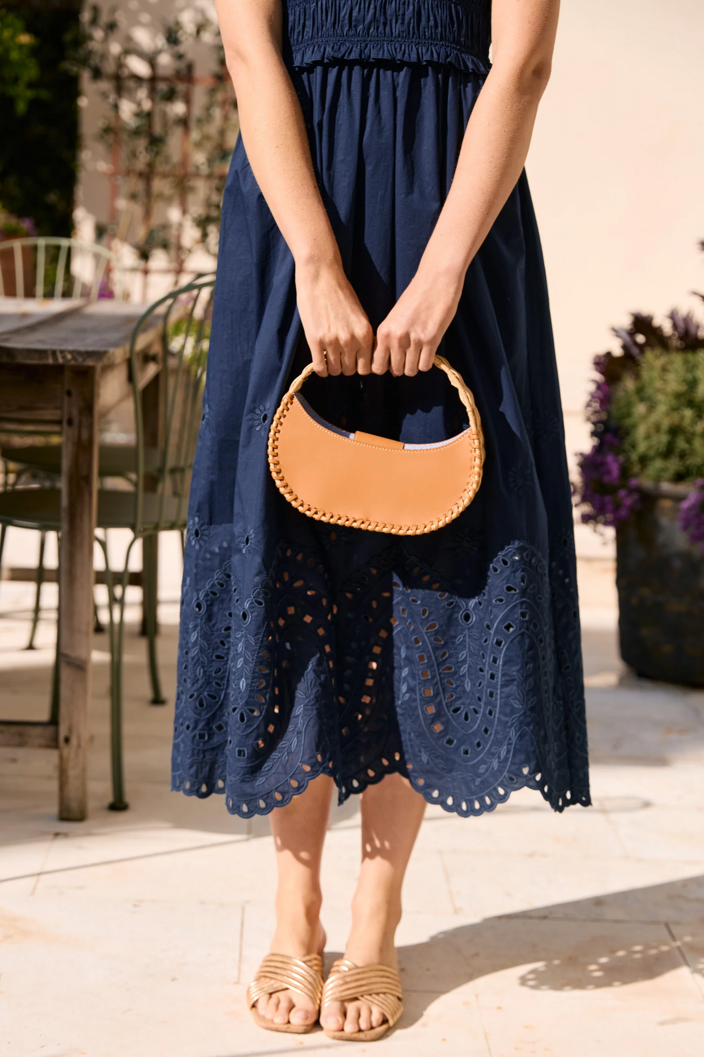 Navy Blue Hollow Long Skirt