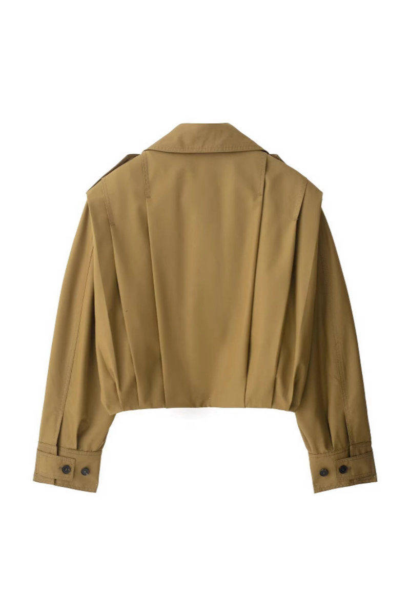 Lapel Short Fashionable Single-breasted Pleated Jacket