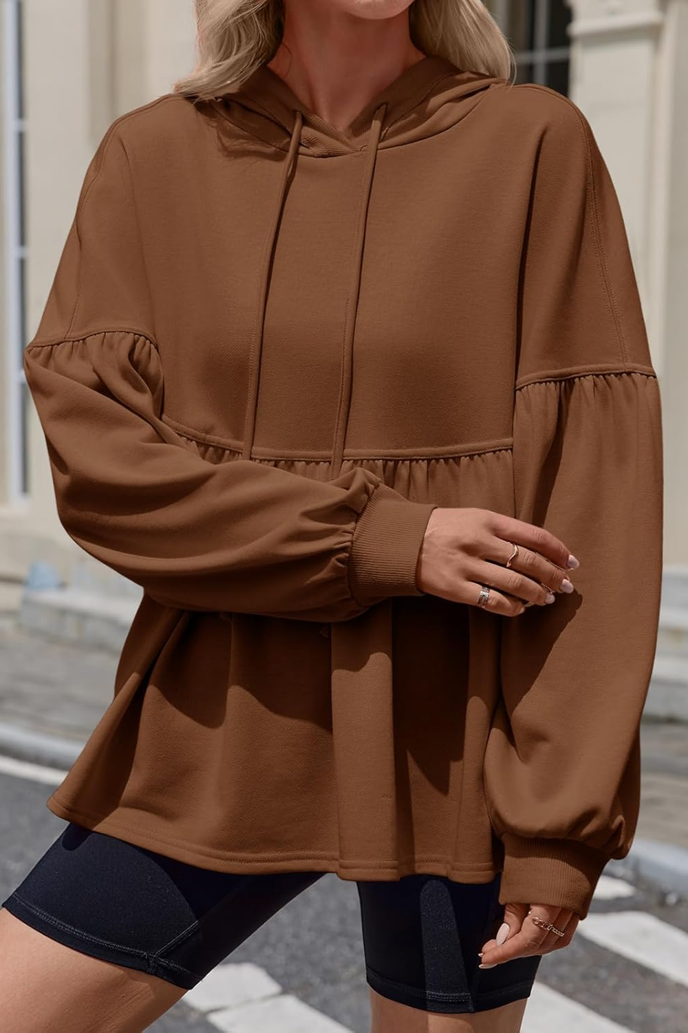Ruffled Loose Hoodie