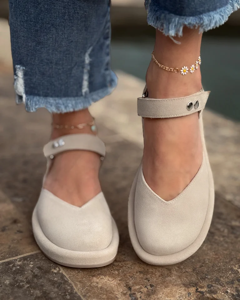 Suede, Open-back Sandals