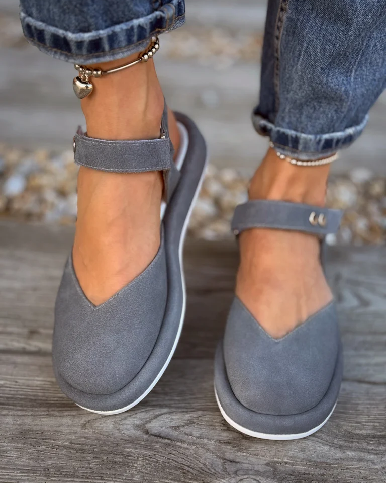 Suede, Open-back Sandals