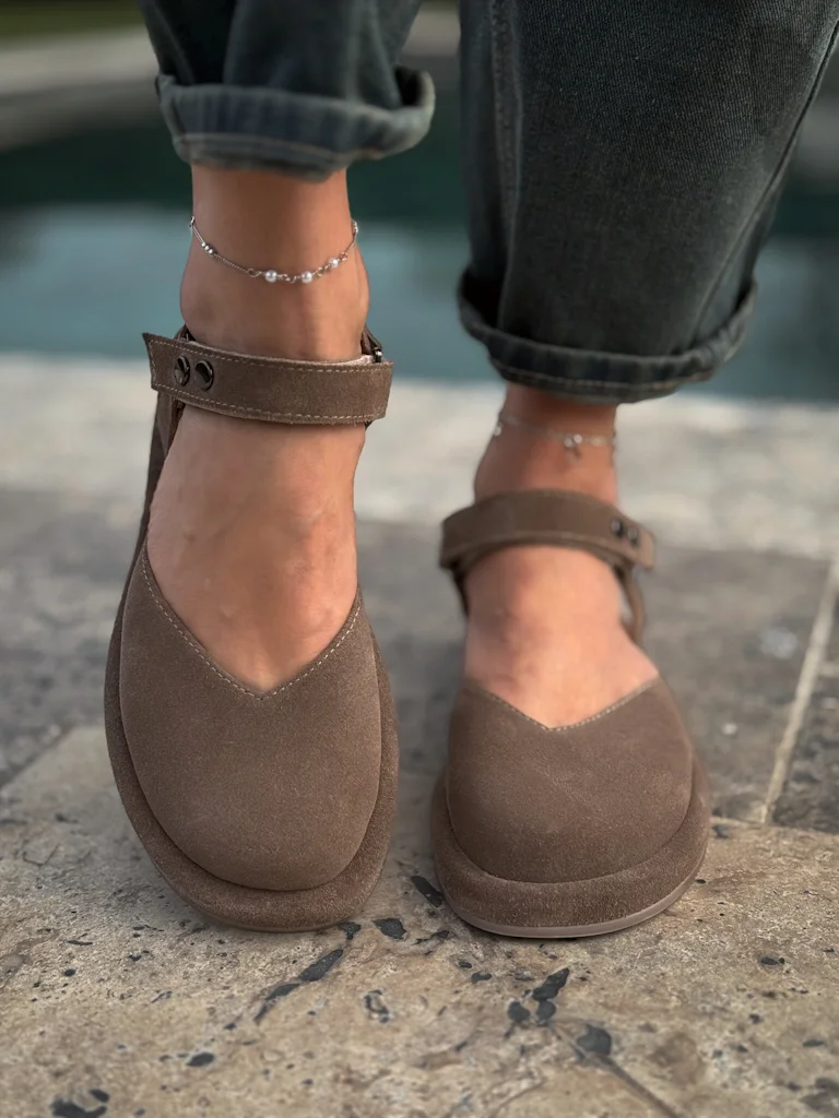 Suede, Open-back Sandals