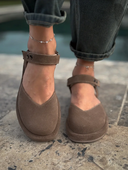 Suede, Open-back Sandals