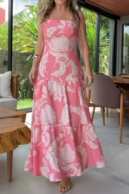 Slim Fit, Pink Print: Suspender Dress