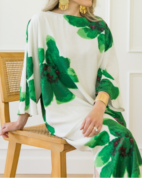 Green Floral Print Maxi Dress