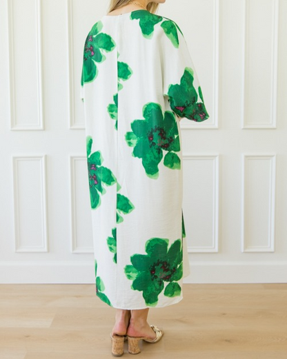 Green Floral Print Maxi Dress