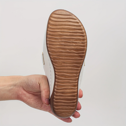 Fashion Peep Toe Leather Slippers