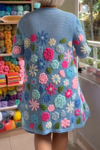 Color Embroidered Long Cardigan