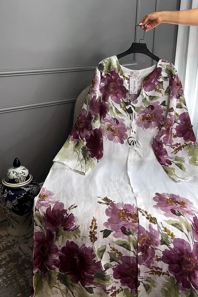 Long Sleeve Printed Casual Loose Dress