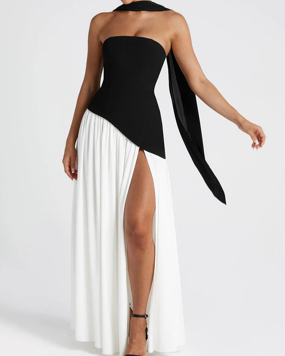 Strapless Backless High Slit Dress