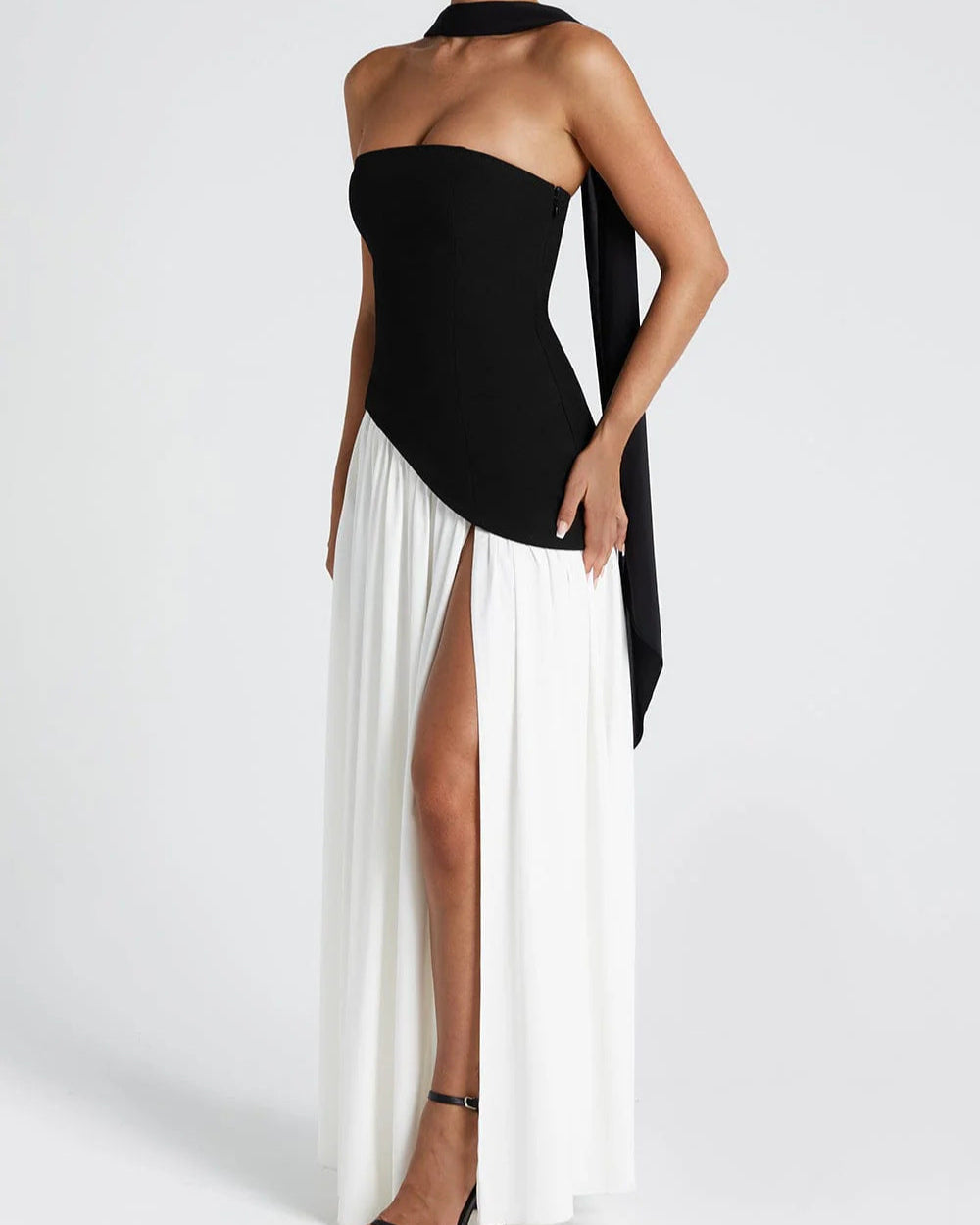 Strapless Backless High Slit Dress