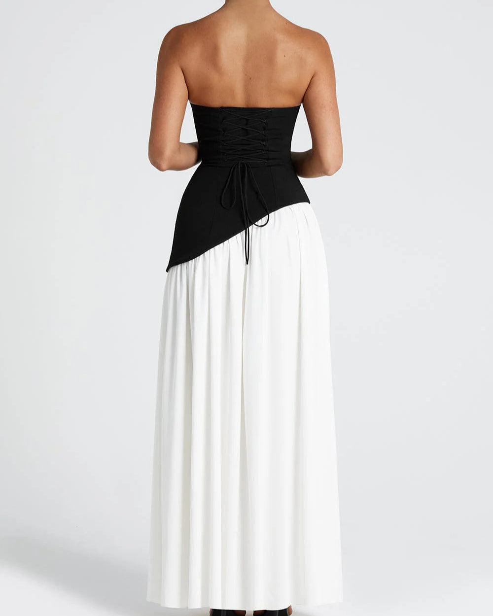 Strapless Backless High Slit Dress