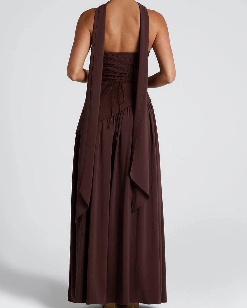 Strapless Backless High Slit Dress