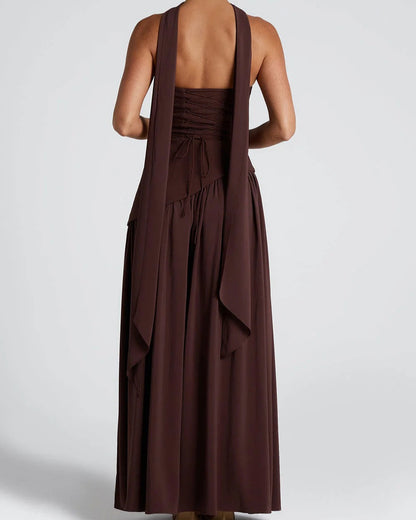 Strapless Backless High Slit Dress