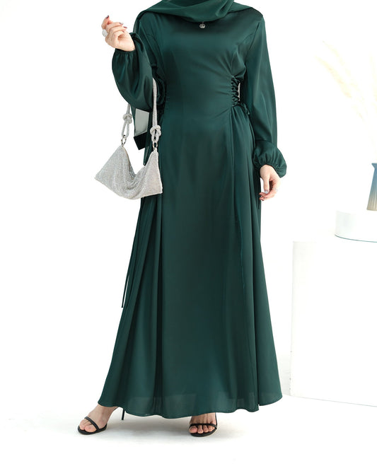 Solid Color Turtleneck, Tie Waist, Long Sleeve Dress