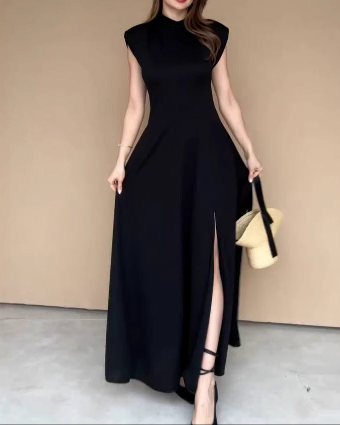 Solid Color Slit Slim Evening Dress
