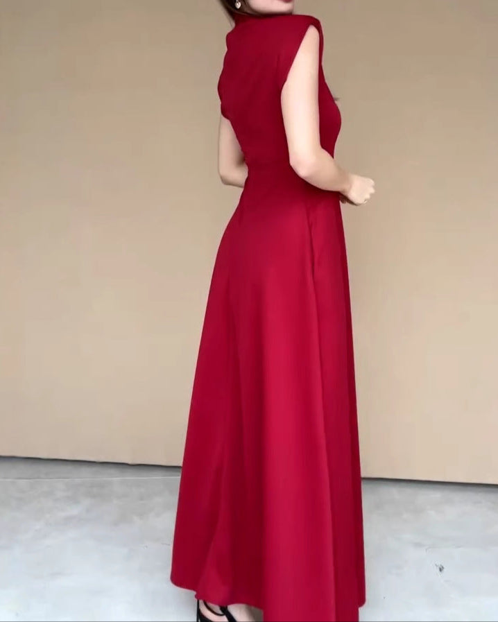 Solid Color Slit Slim Evening Dress