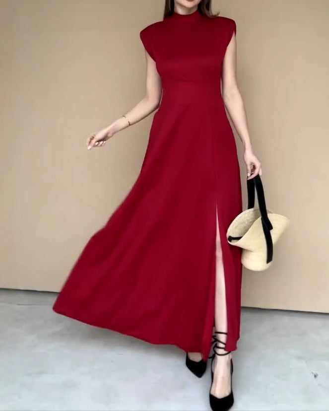 Solid Color Slit Slim Evening Dress