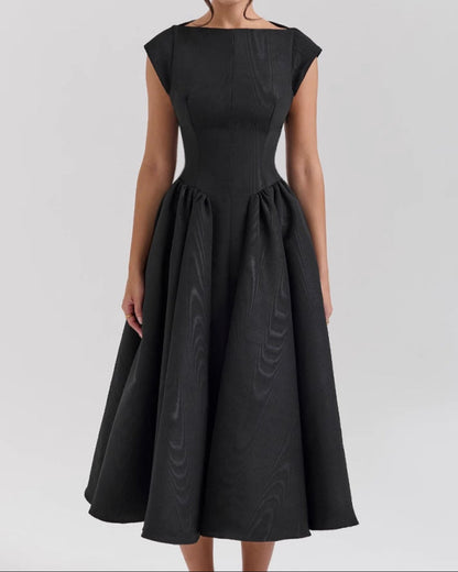 Backless Round Neck, Sleeveless Vest, French Solid Color Dress