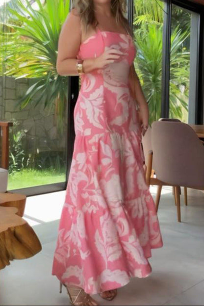 Slim Fit, Pink Print: Suspender Dress
