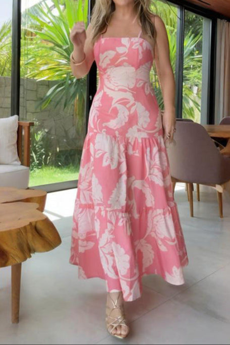 Slim Fit, Pink Print: Suspender Dress