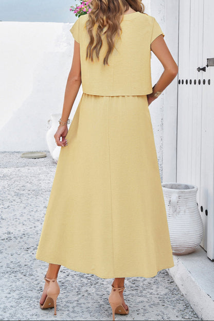 Solid Color, Sleeveless Vest Top and Skirt Set