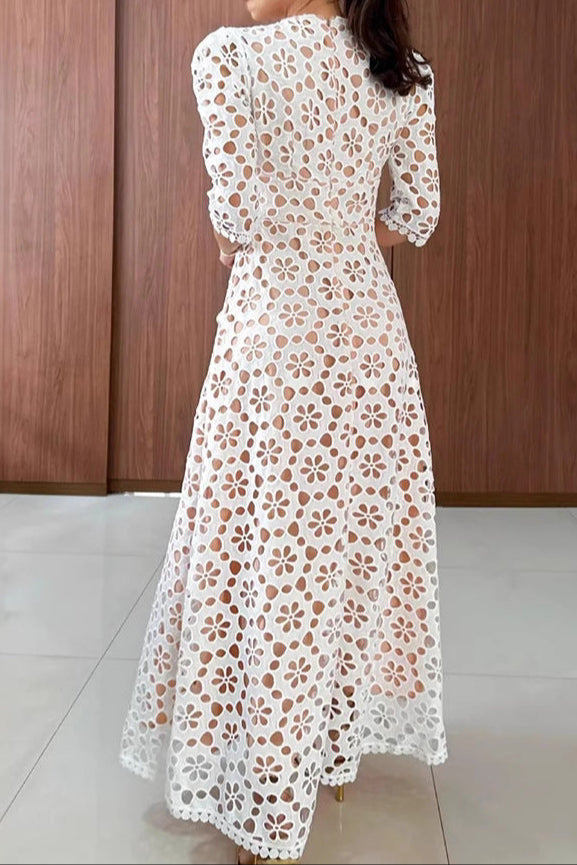 Lace High Waist Half Sleeve Dress