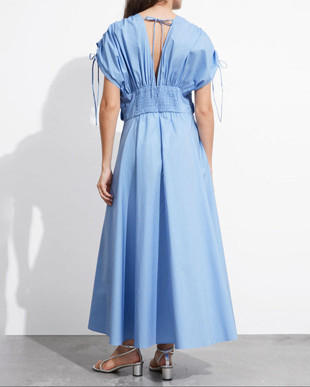 V-neck Long Dress With Patchwork Flowers