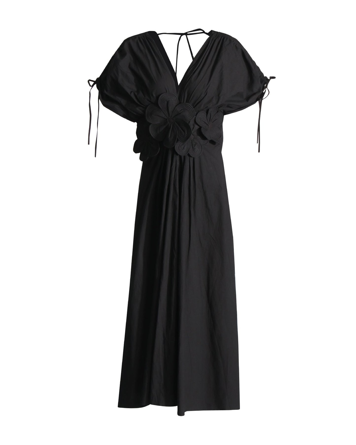 V-neck Long Dress With Patchwork Flowers