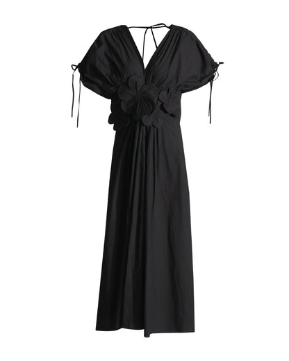 V-neck Long Dress With Patchwork Flowers