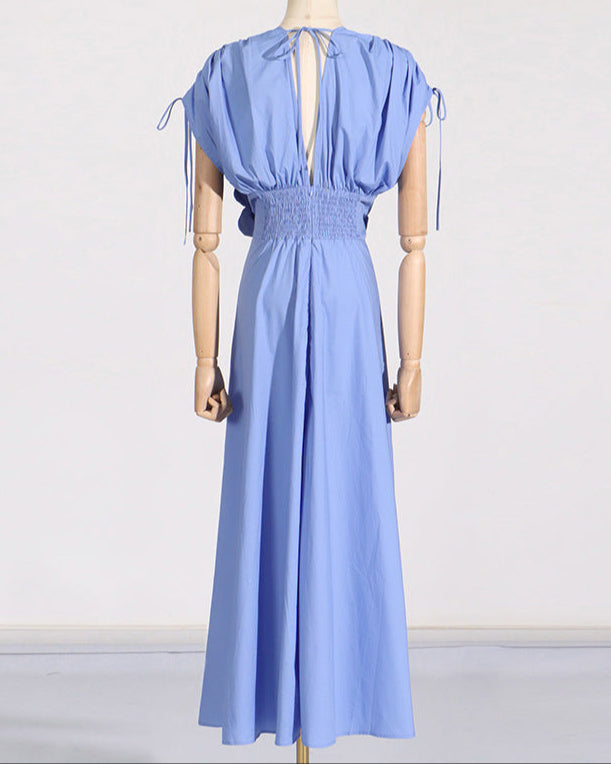 V-neck Long Dress With Patchwork Flowers