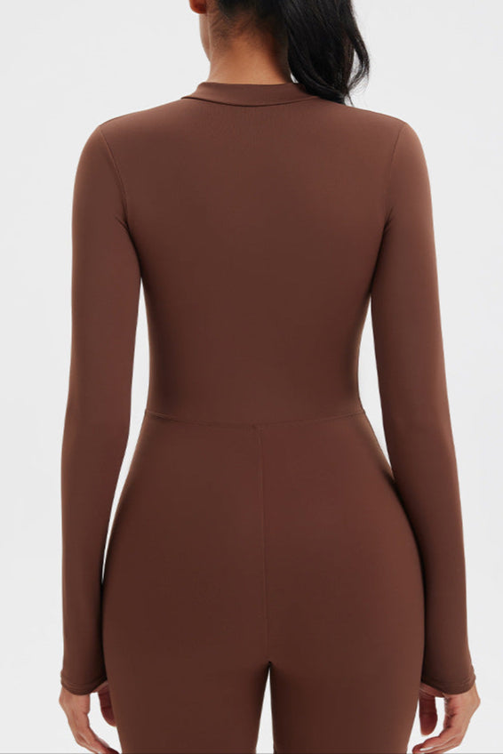 Nude Zipper Sports Bodysuit