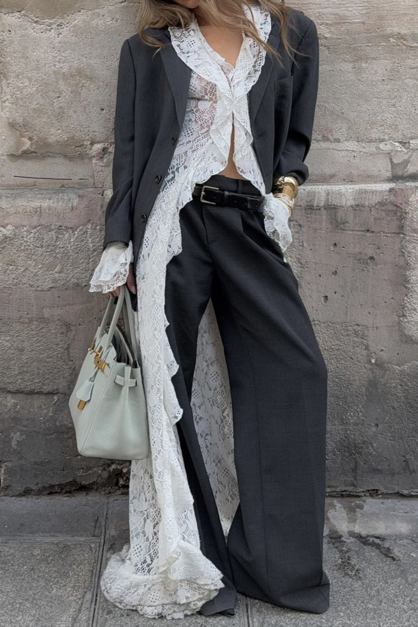 Irregular Lace Stacked Robe
