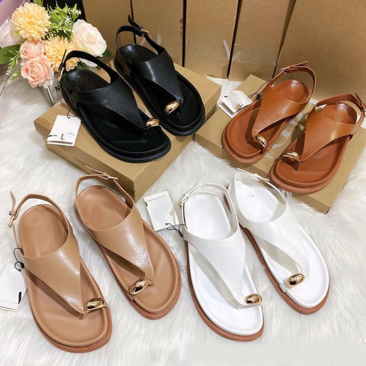 Metallic Trim Slim Sandals