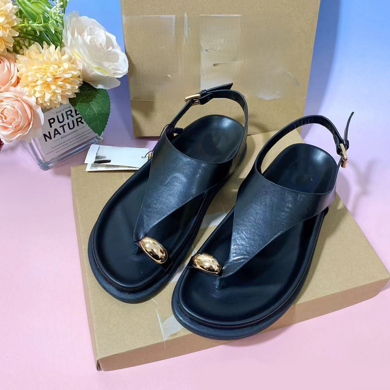 Metallic Trim Slim Sandals