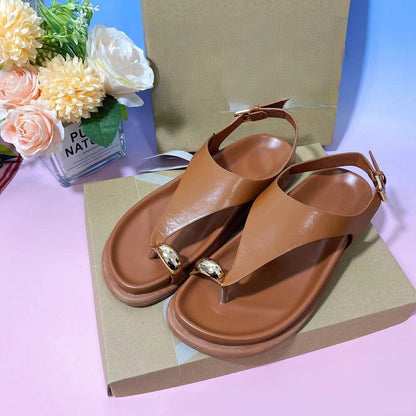 Metallic Trim Slim Sandals