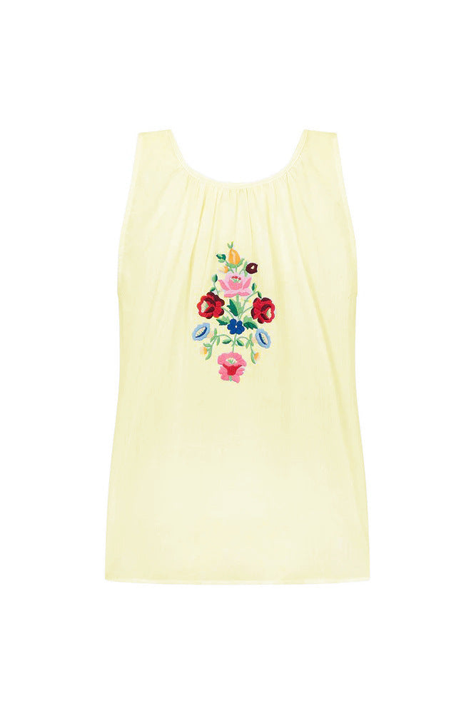 Embroidered Cardigan Sleeveless Casual Top