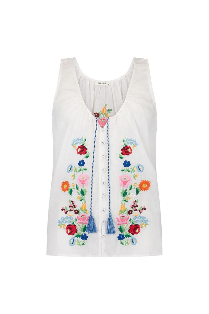 Embroidered Cardigan Sleeveless Casual Top
