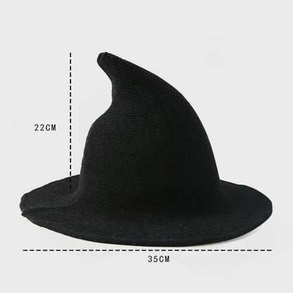 Skull Witch Hat, Wool Knitted Face-Covered Witch Hat