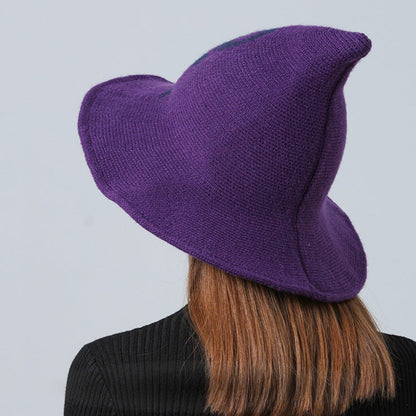 Skull Witch Hat, Wool Knitted Face-Covered Witch Hat