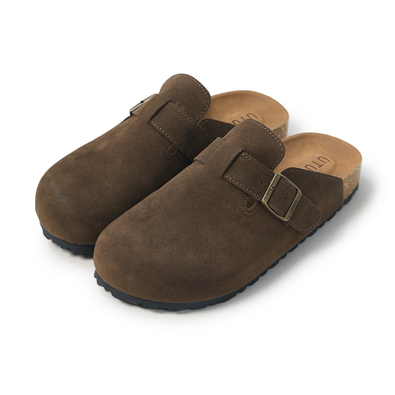 Birkenstocks, Cork-soled Suede Slippers