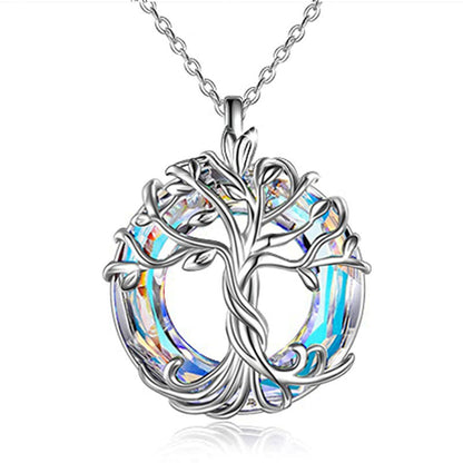 Tree Of Life Necklace, Alloy Plated Crystal Pendant