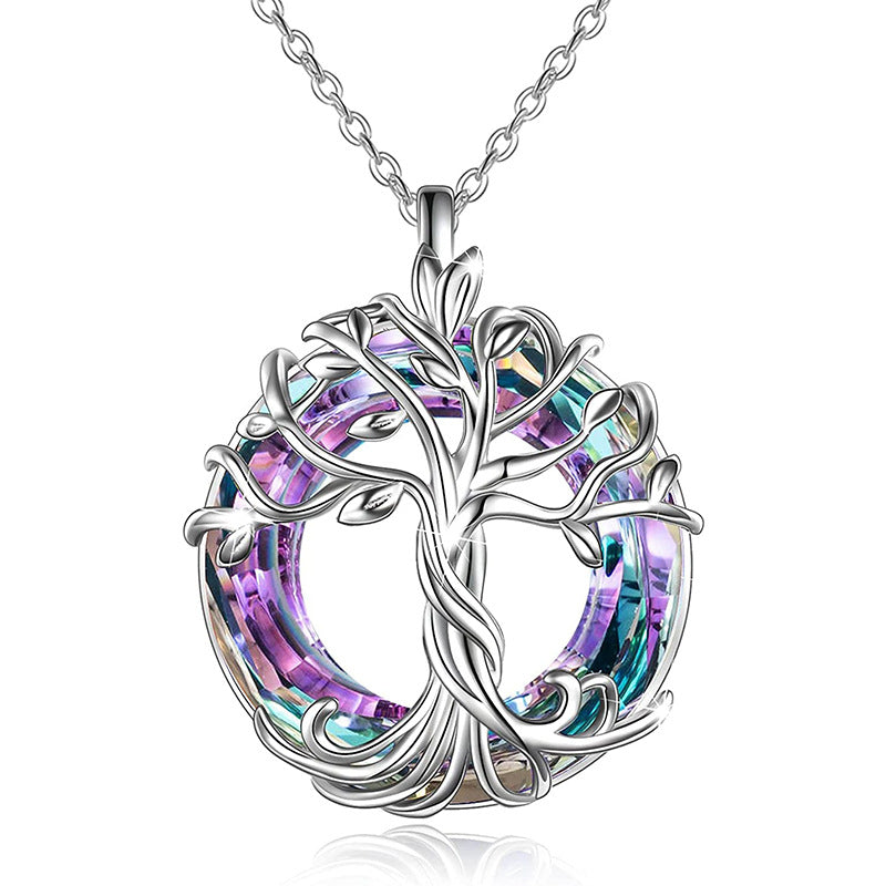 Tree Of Life Necklace, Alloy Plated Crystal Pendant