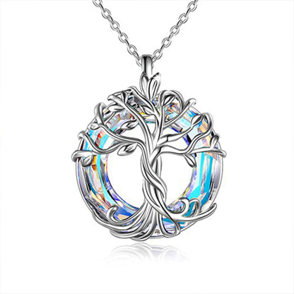 Tree Of Life Necklace, Alloy Plated Crystal Pendant
