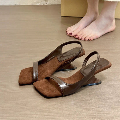 Vintage Leopard-Print Wedge Sandals