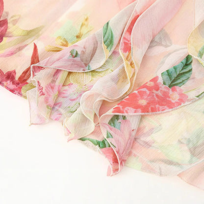 Simple Floral Print Laminated Long Sleeve Shirt
