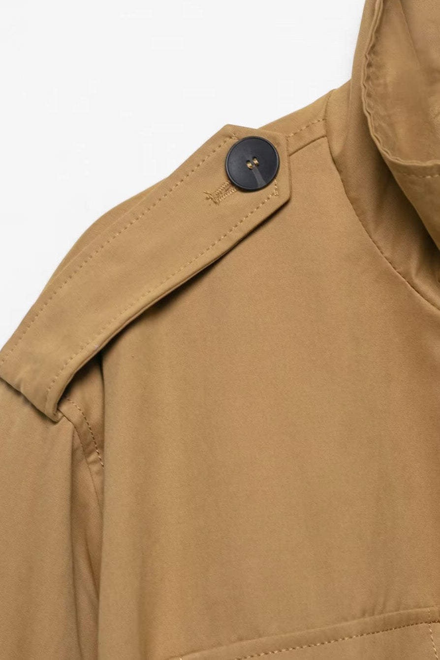 Short Trench Coat Jacket With Button-down Culottes Suit