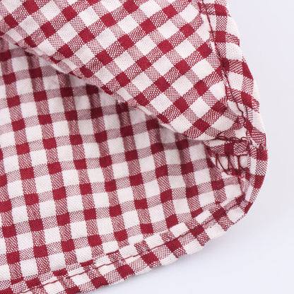 Doll Collar Check Shirt, French Style Design Long Sleeve Shirt